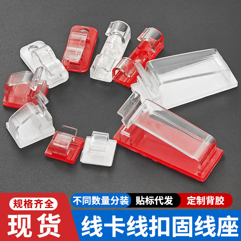 Self-Adhesive Cable Clips for Wire Management, Transparent Cord Organizers for Car and Desktop