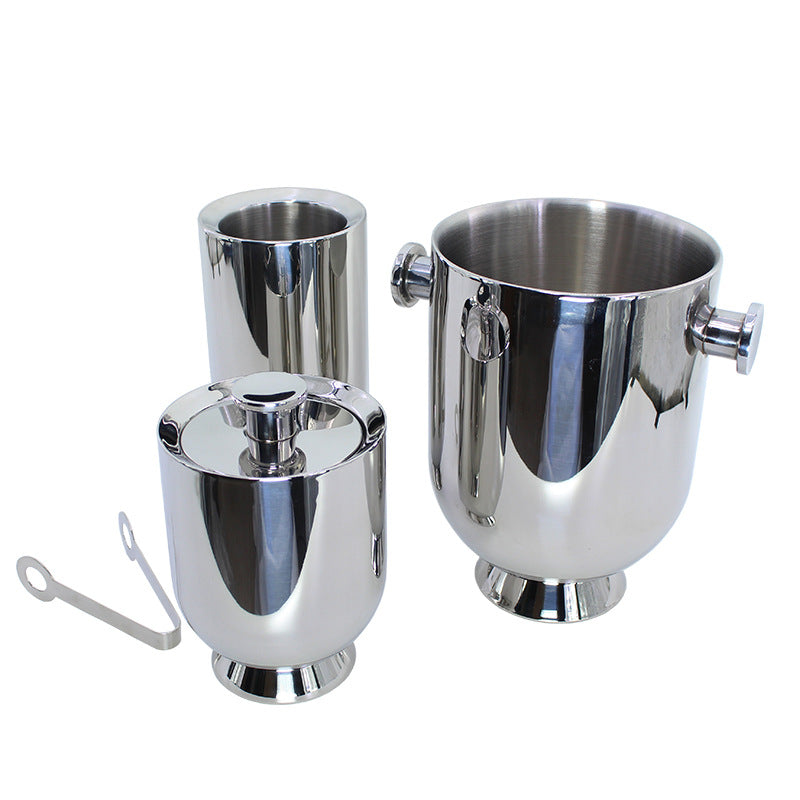Zhuojin Double-Layer Thickened Stainless Steel Ice Bucket for Bar KTV Parties Beer Champagne Red Wine Ice Cubes
