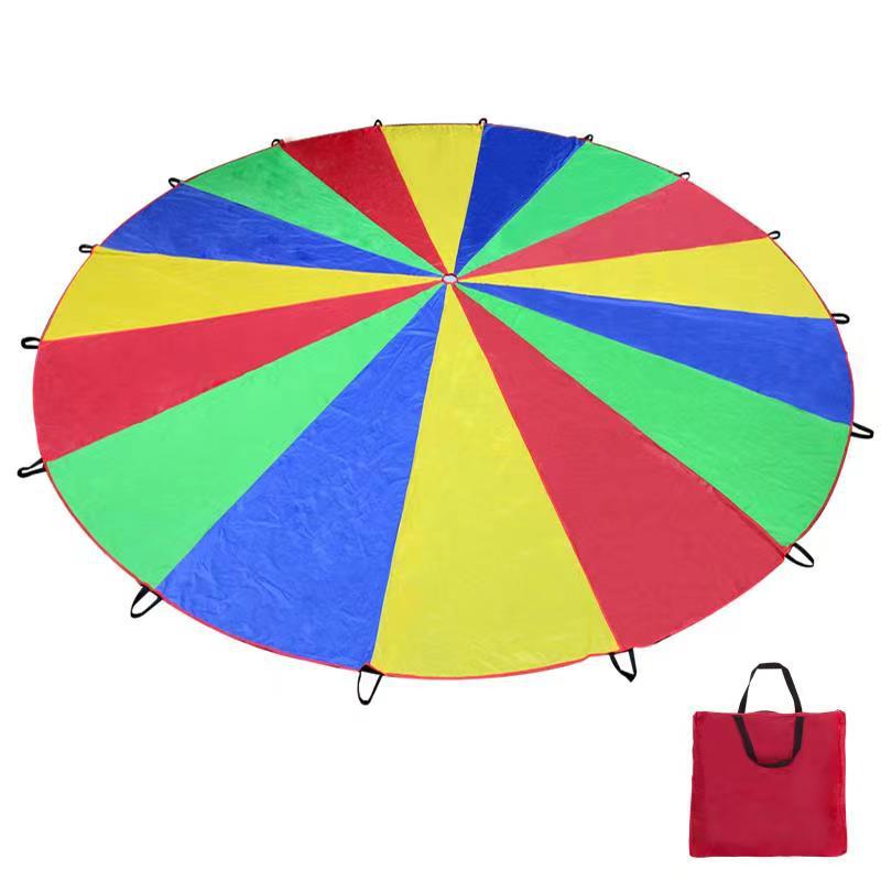 Rainbow Parachute Play Tent for Kids, Outdoor Group Activity Game with Ocean Balls, Early Education Sensory Training Equipment