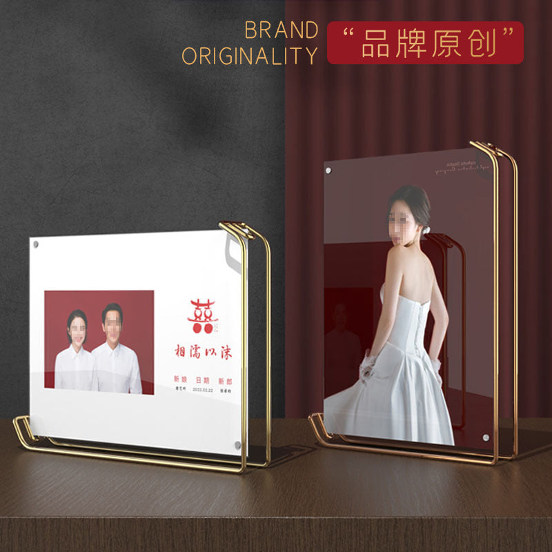 Acrylic Metal Photo Frame Double-Sided Transparent Creative Picture Frame for Desktop Display