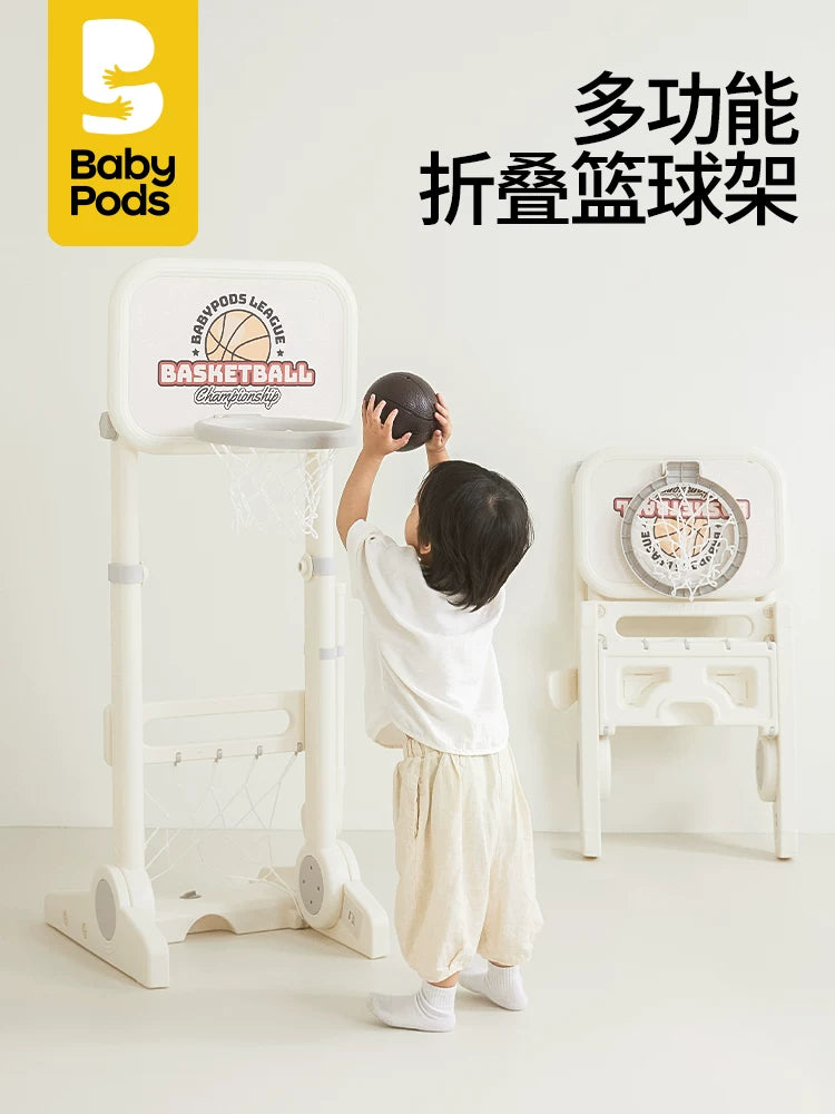 Babypods Adjustable Foldable Indoor Kids Basketball Hoop Set with Soccer Goal & Golf Game, Toddler Activity Center