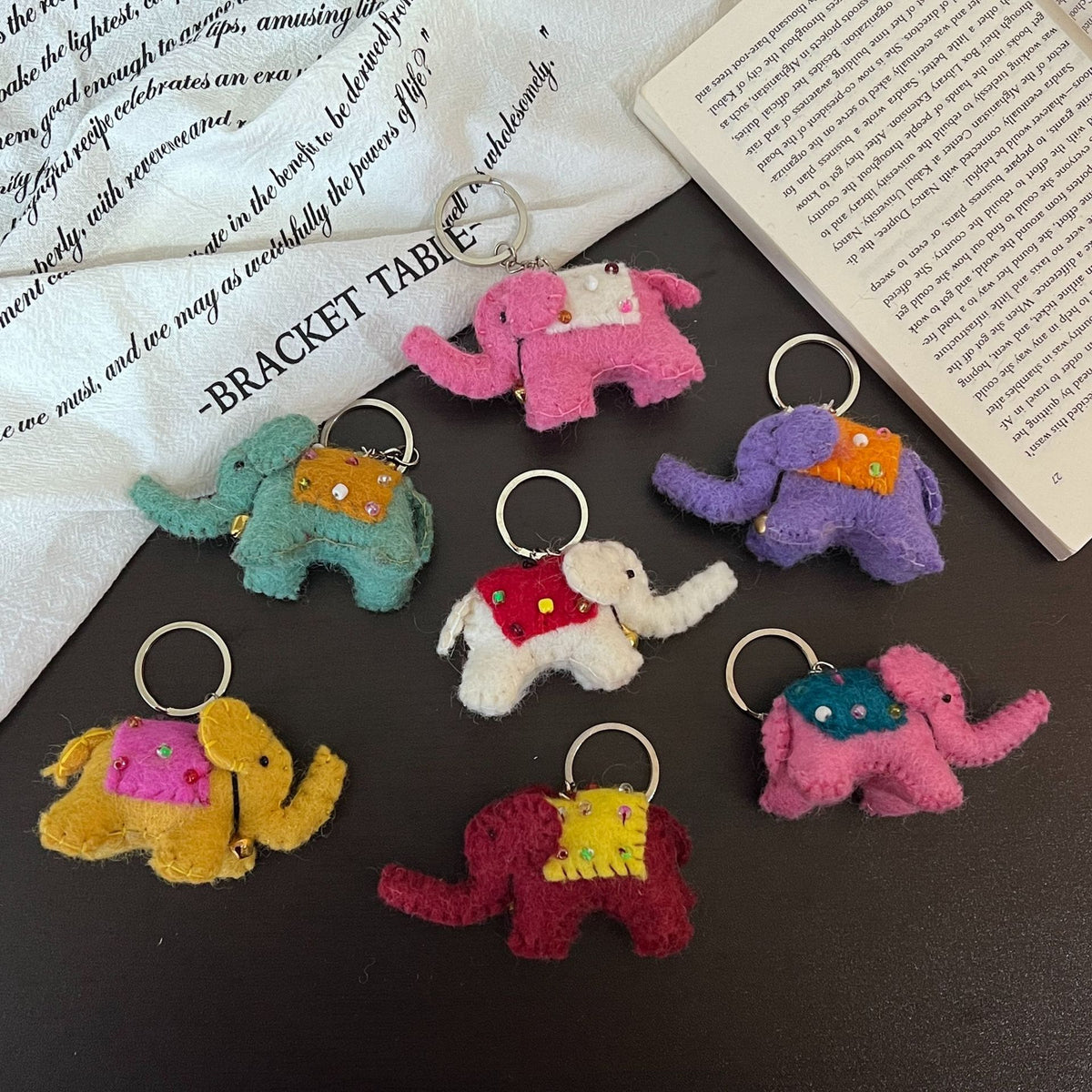 Handmade Felt Elephant Keychain Pendant Bag Charm