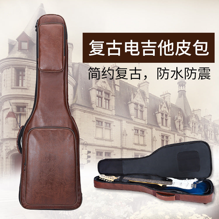 Electric Guitar Gig Bag, Thickened Vintage Brown Dual Shoulder Strap Backpack for 39/40-inch Guitars