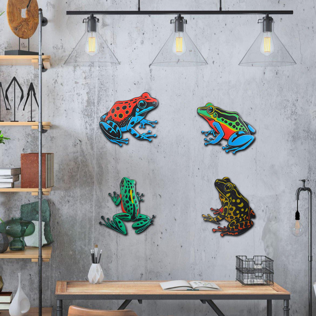 Colorful Iron Frog Wall Decor for Garden, Lawn, Fence, and Indoor Walls