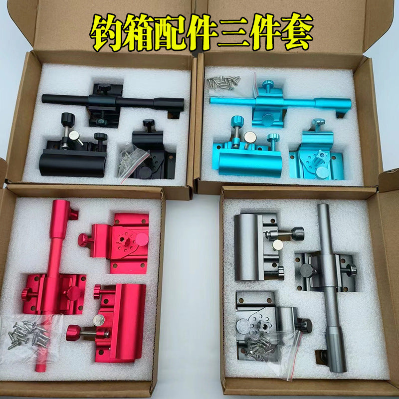 Fishing Box Aluminum-Magnesium Alloy Detachable Rod Holder, Keepnet Holder, and Bait Tray Holder Set