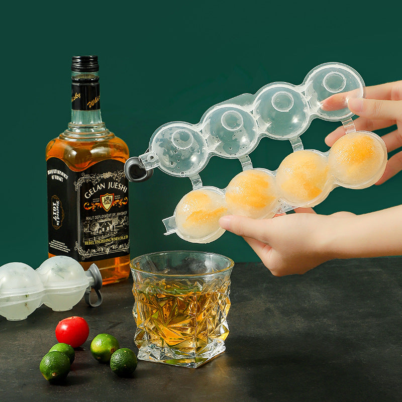 4-Cavity Sphere Ice Ball Maker Mold for Whiskey and Cocktails