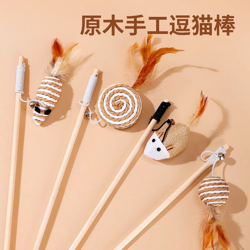 Interactive Cat Wand Toy with Mouse and Bell for Indoor Cats