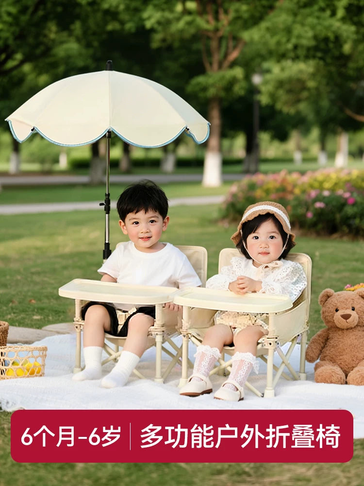 Portable Baby & Toddler Folding High Chair with Tray for Outdoor Camping & Beach