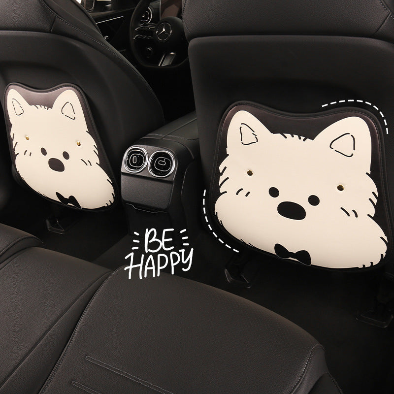 Cartoon Car Seat Back Protector Kick Mat for Kids, Universal Anti-dirty Leather Pad