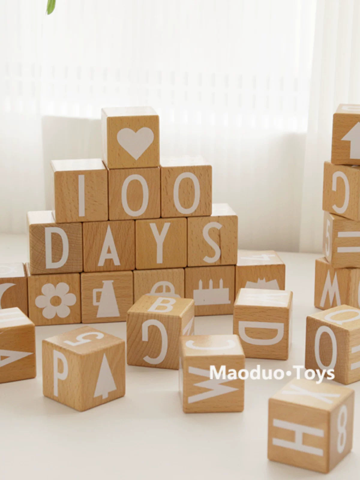 Wooden Alphabet and Number Building Blocks for Toddlers and Kids, Educational Learning Toy