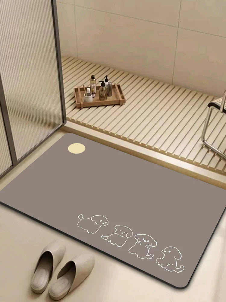 Diatomaceous Earth Bathroom Mat - Super Absorbent, Non-Slip, Quick Dry Bath Rug for Toilet and Shower