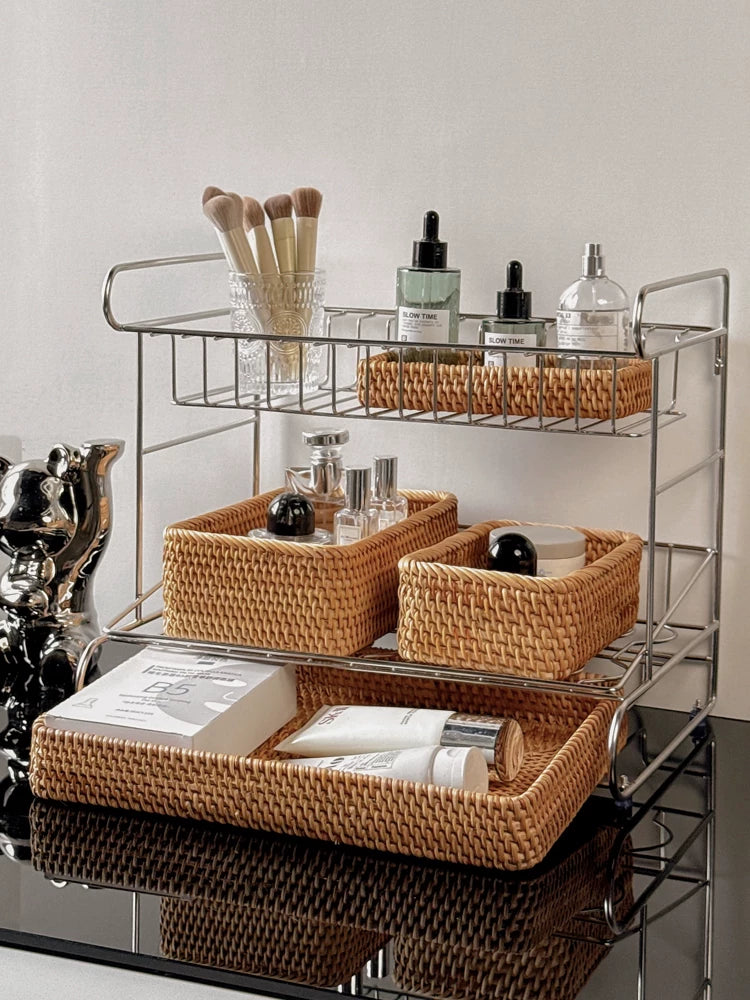 Stainless Steel Countertop Storage Rack Multi-layer Organizer for Cosmetics Snacks Cups