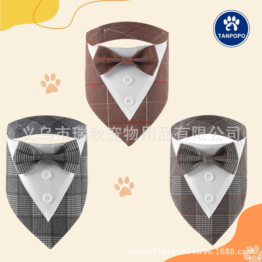 Classic Plaid Pet Bandana with Hook and Loop Closure for Dogs