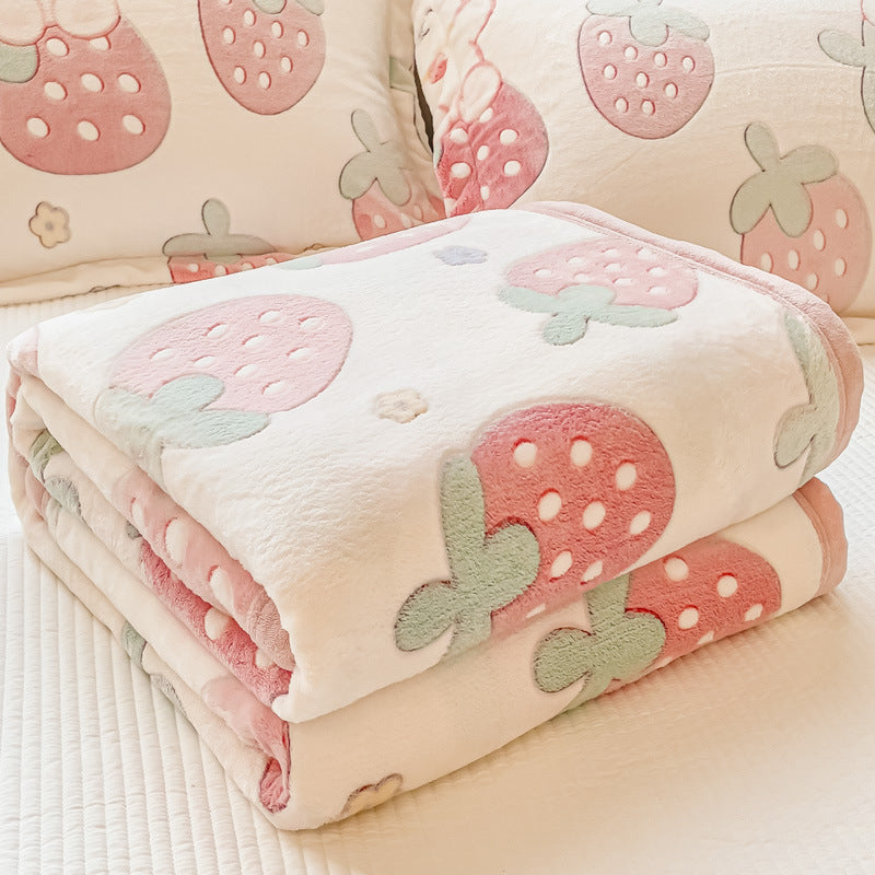 Flannel Fleece Blanket Thick Coral Velvet Throw for Winter Napping Office Use