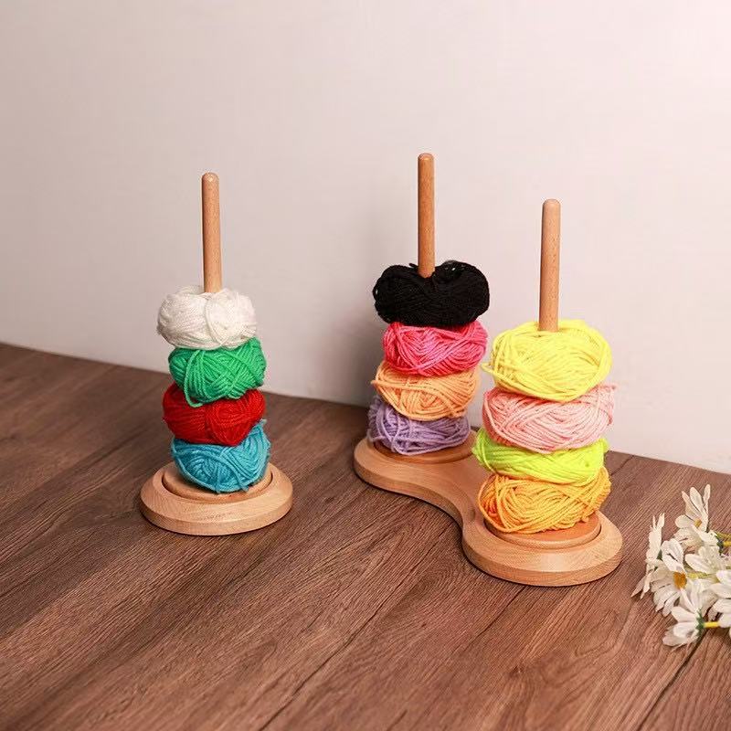 Wooden Thread Spool Holder Yarn Storage Rack Multi-purpose Kitchen Paper Towel Roll Holder Solid Wood Organizer