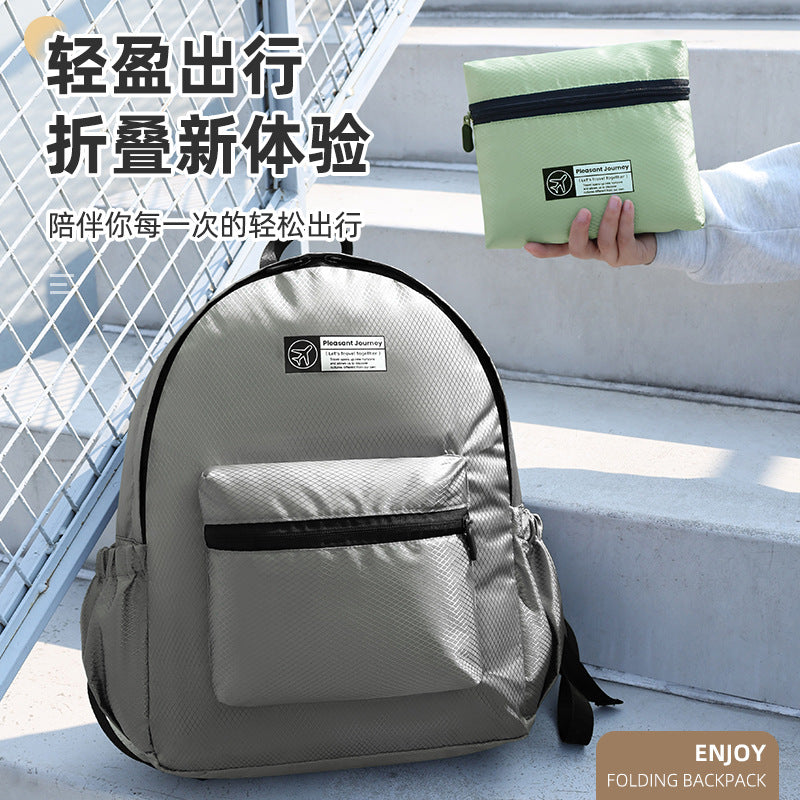 New Foldable Backpack Diamond Lattice Lightweight Travel Student School Bag Multi-purpose Shoulder Bag
