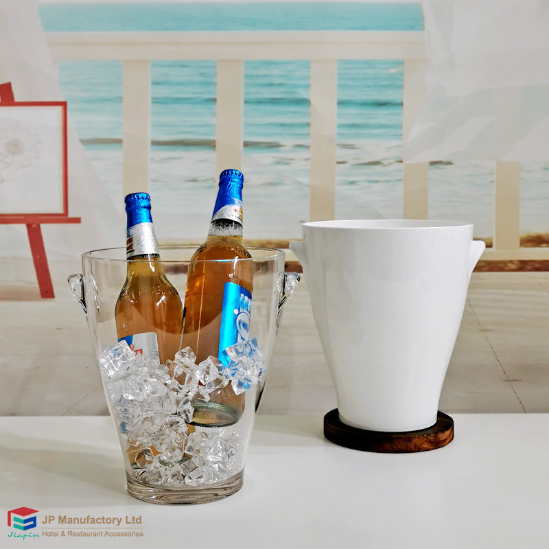 Clear Plastic Ice Bucket with Handles for Parties, Bars, and Restaurants