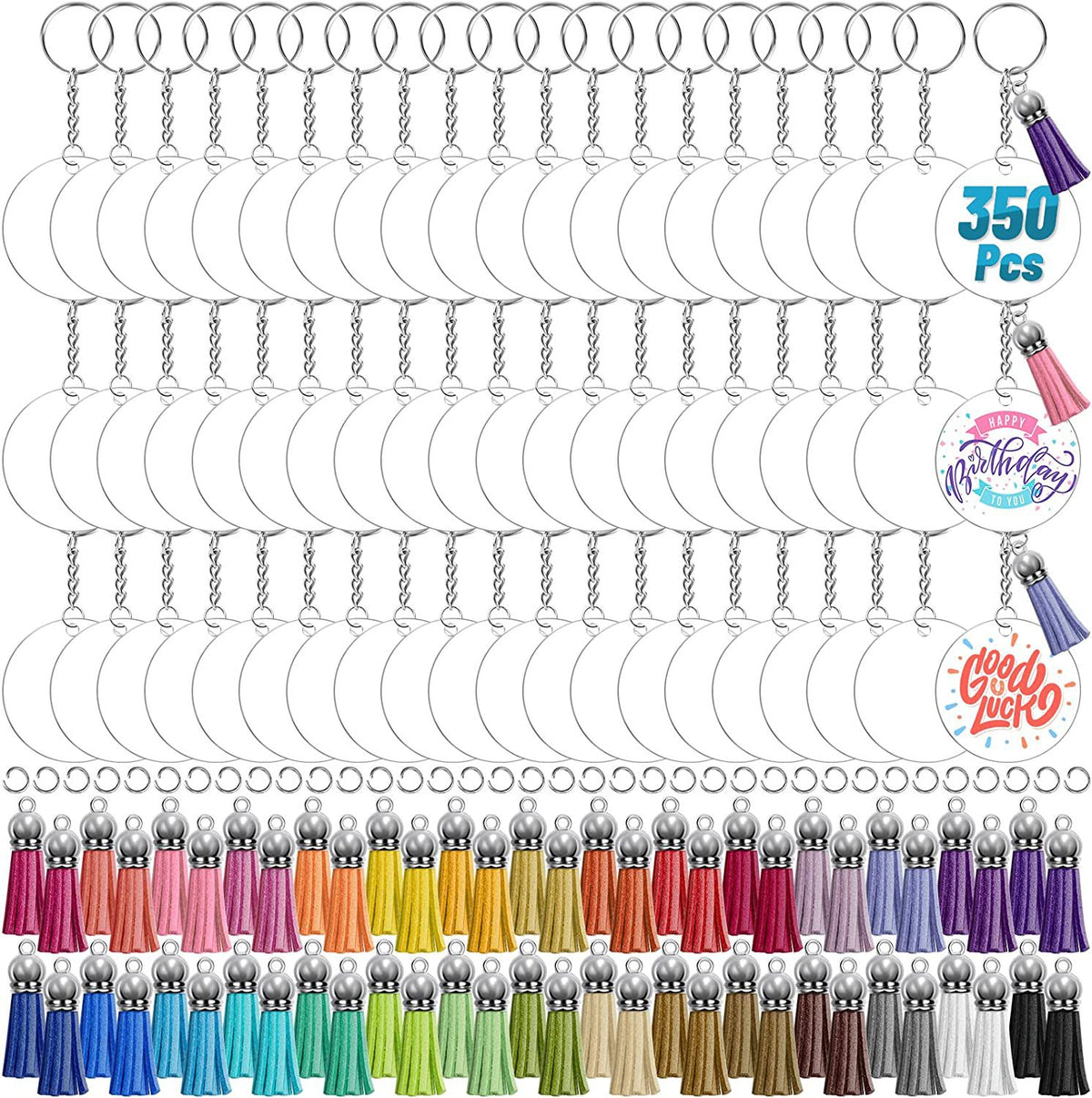 DIY Clear Acrylic Keychain Blanks Set with Rings