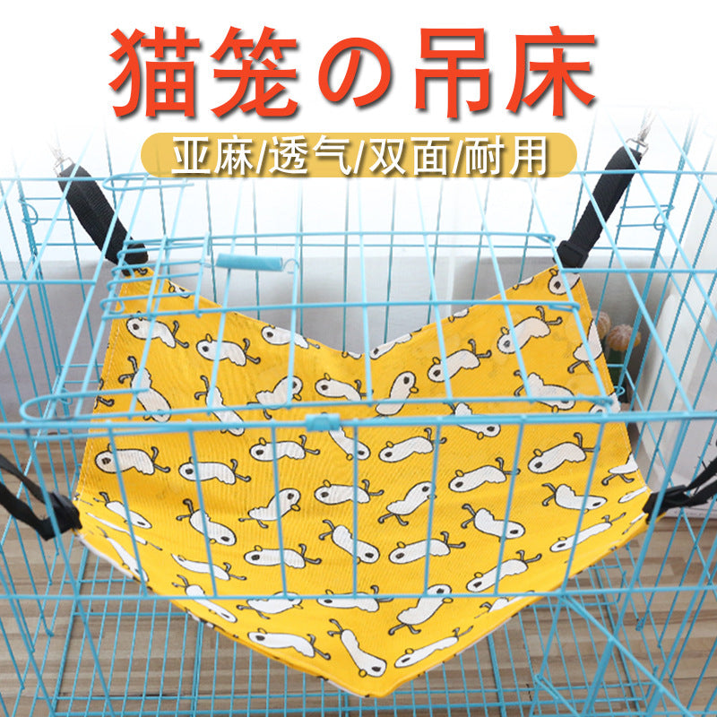 Adjustable Double-Sided Cat Hammock Bed for Cages and Swings