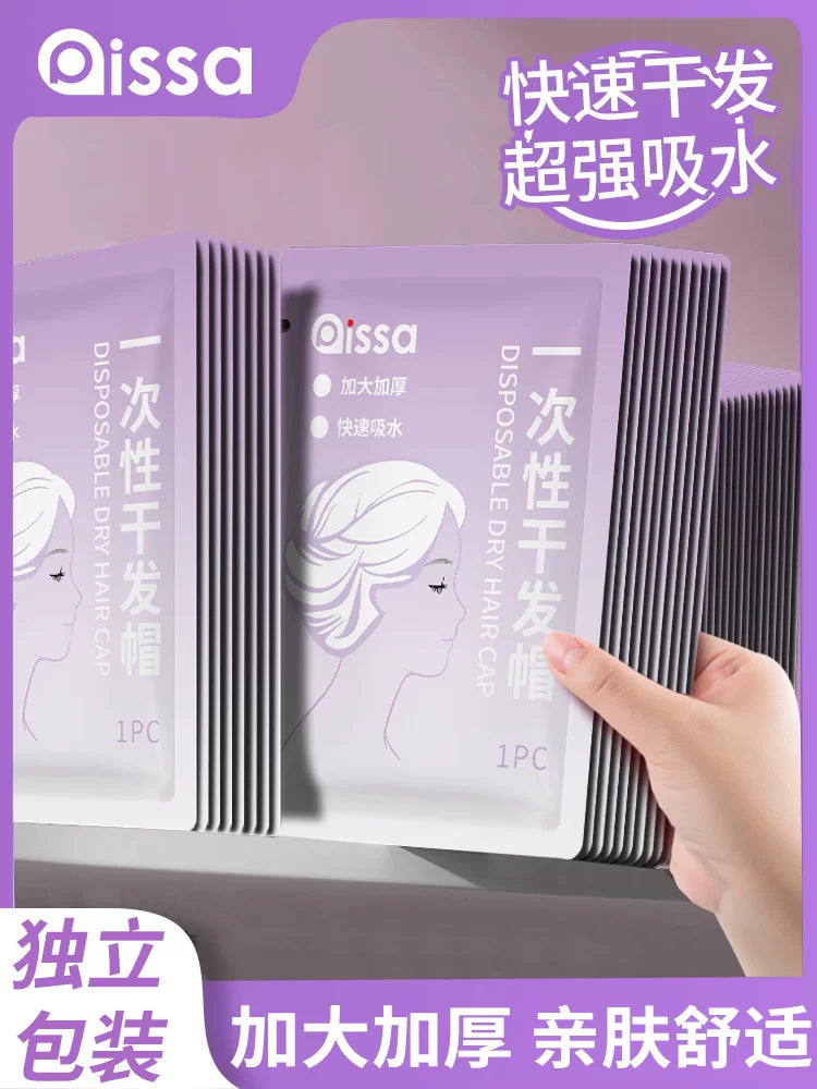 Disposable Super Absorbent Quick Dry Hair Towel Cap for Travel and Hotel