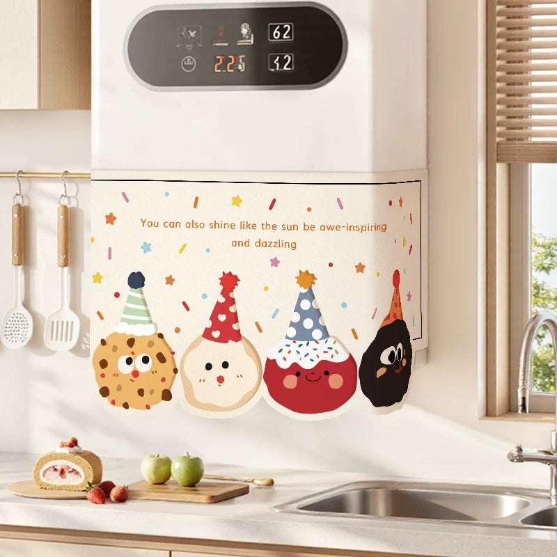 Kitchen Water Heater Gas Pipe Cover Curtain with Magic Tape, Decorative Dust Cover for Radiator Electric Meter Box