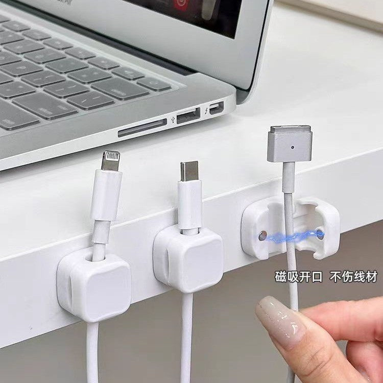 Magnetic Cable Organizer Clips for Desk and Wall Mounting, Self-Adhesive Cord Holder for Charging Cables