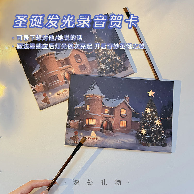 Christmas Luminous Recording Greeting Card with Magic Wand for Couples
