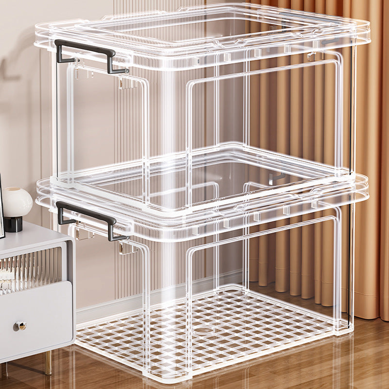 Clear Plastic Storage Box with Lid, Stackable Organizer for Clothes, Toys, Snacks