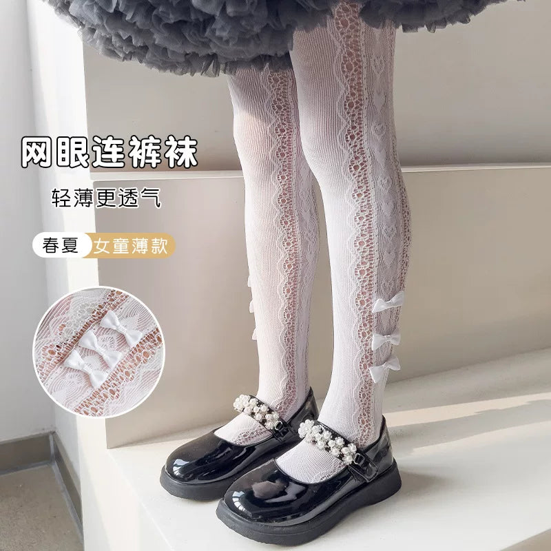 Girls' Thin Mesh Tights Breathable Princess Style Pantyhose for Summer