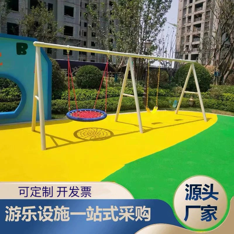 Kids Outdoor Swing Set with Slide and Hammock Chair for Backyard Playground