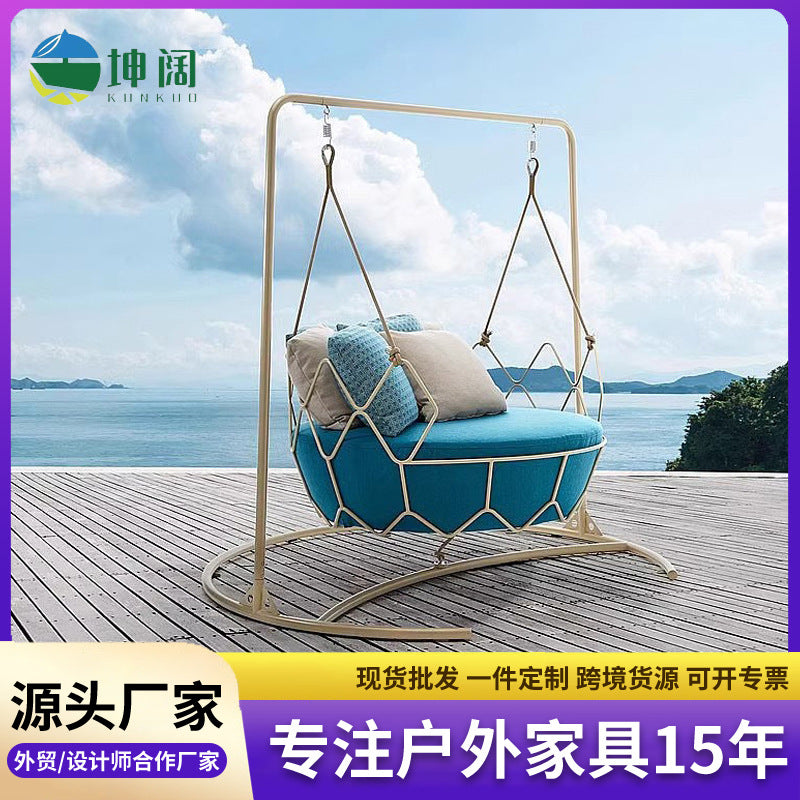 Modern Minimalist Outdoor Swing Chair Patio Hanging Basket Nest Terrace Garden Rocking Chair