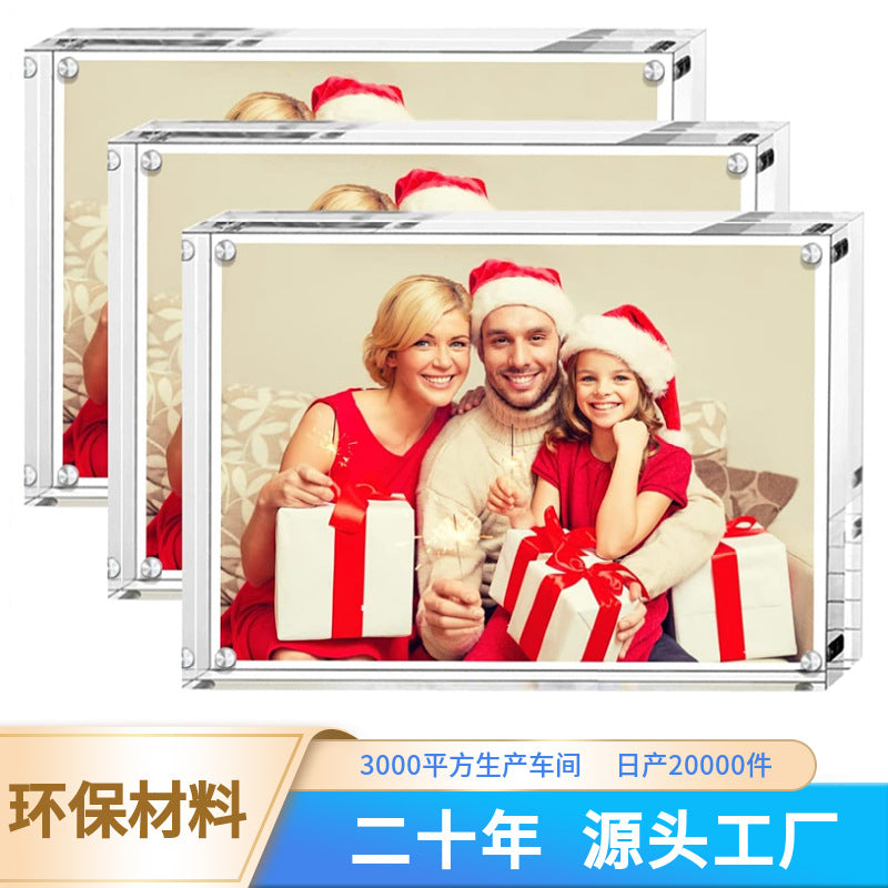Creative Acrylic Double-Sided Photo Frame with Strong Magnetic Closure