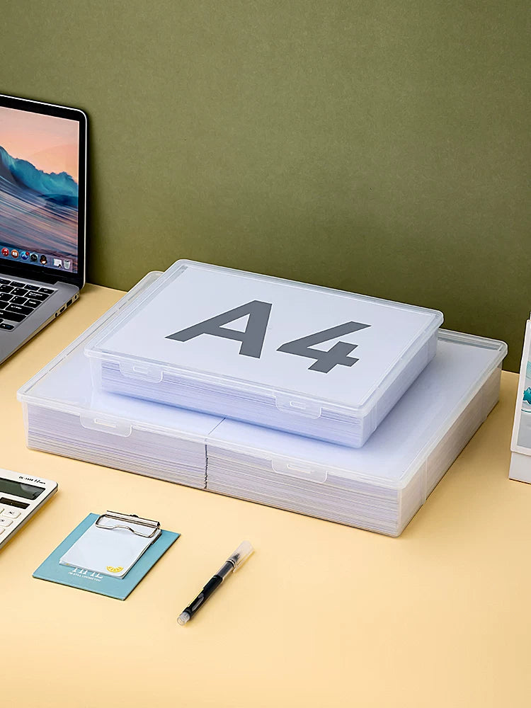 A4/A3/8K Clear Flip-Top Storage Box for Documents and Art Paper