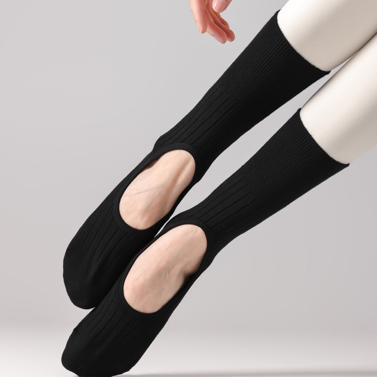 Ballet Style Non-Slip Yoga Pilates Socks with Open Instep for Dance & Training