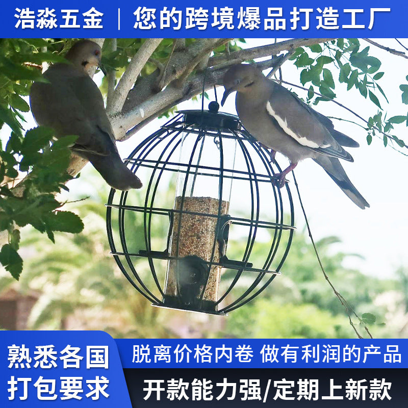 Lantern Metal Bird Feeder with PC Tube for Outdoor Hanging, Squirrel-Proof Hummingbird Feeder