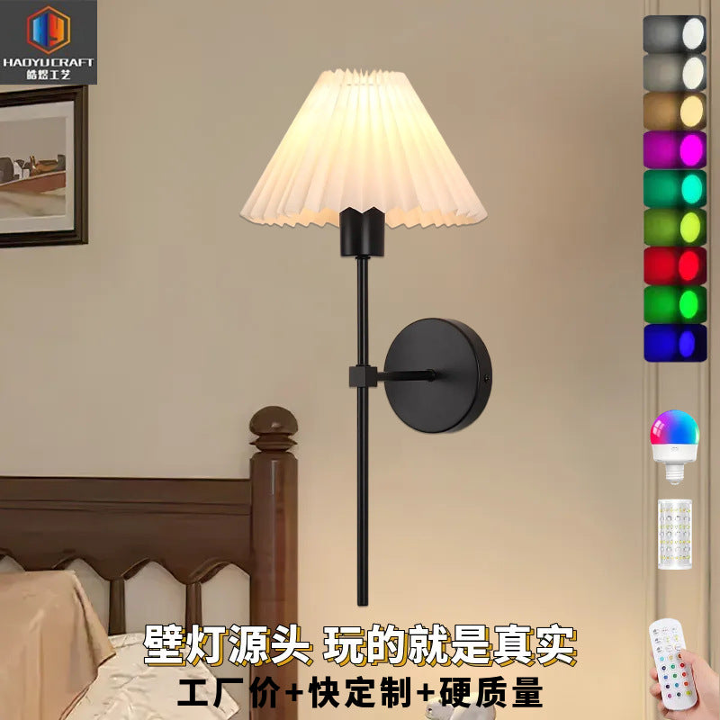 Wireless Charging RGB Wall Sconce with Remote Control and Timer, 15 Colors, Detachable Bulb for Living Room Bedroom