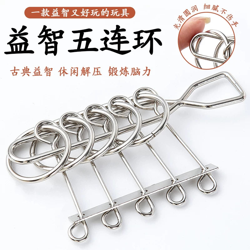 Classic Metal Interlocking Puzzle Rings for Kids and Adults, Brain Teaser Game