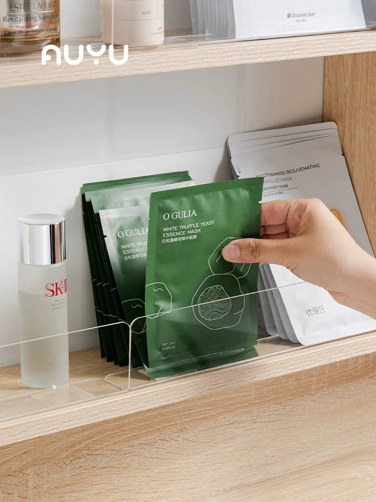 Bathroom Cabinet Storage Organizer with Anti-Drop Baffle for Masks and Toiletries