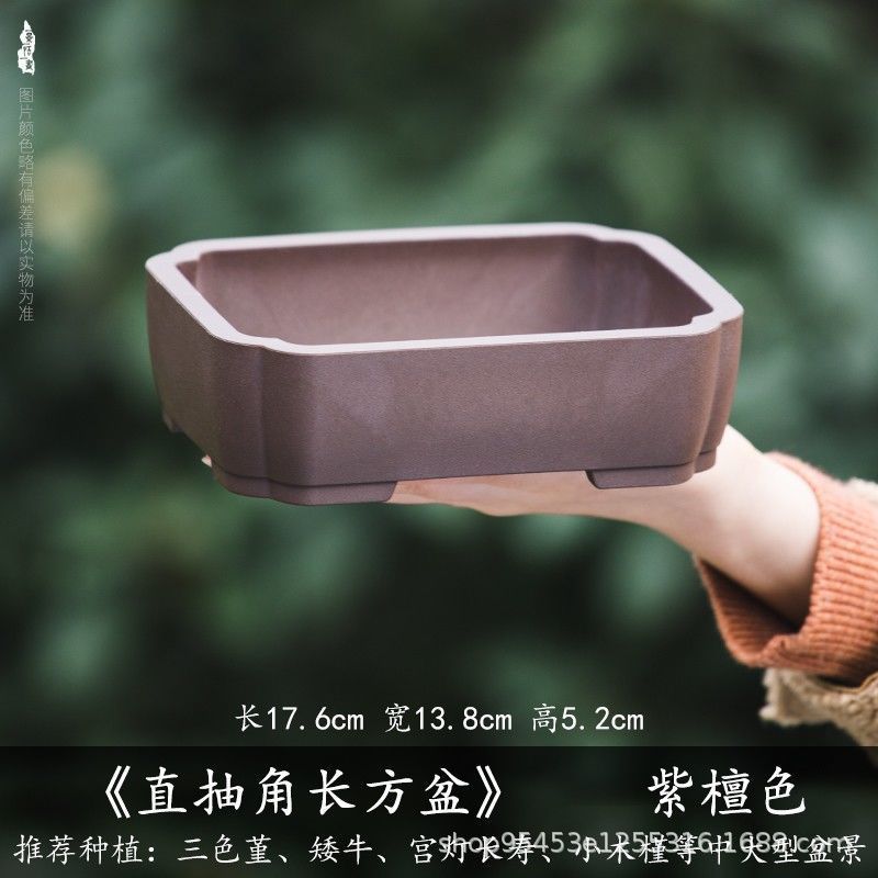 Rectangular Imitation Zisha Resin Planter for Succulents and Bonsai, Thickened Durable Desktop Pot