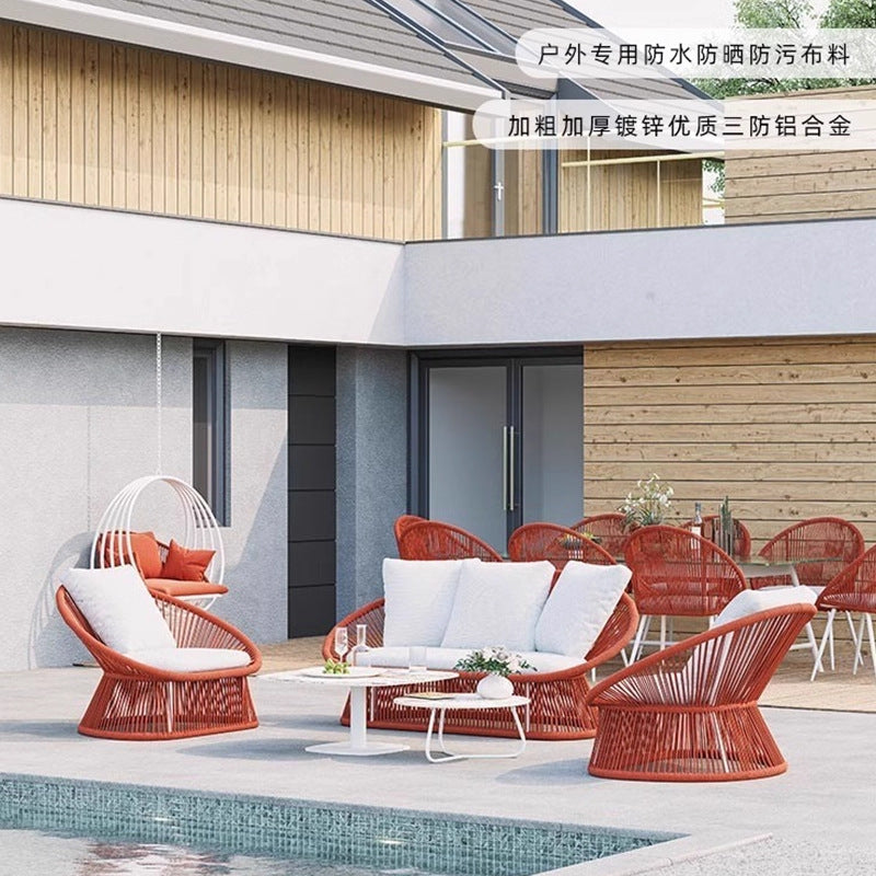 Outdoor Wicker Sofa Set Aluminum Alloy Frame Weatherproof Patio Garden Furniture