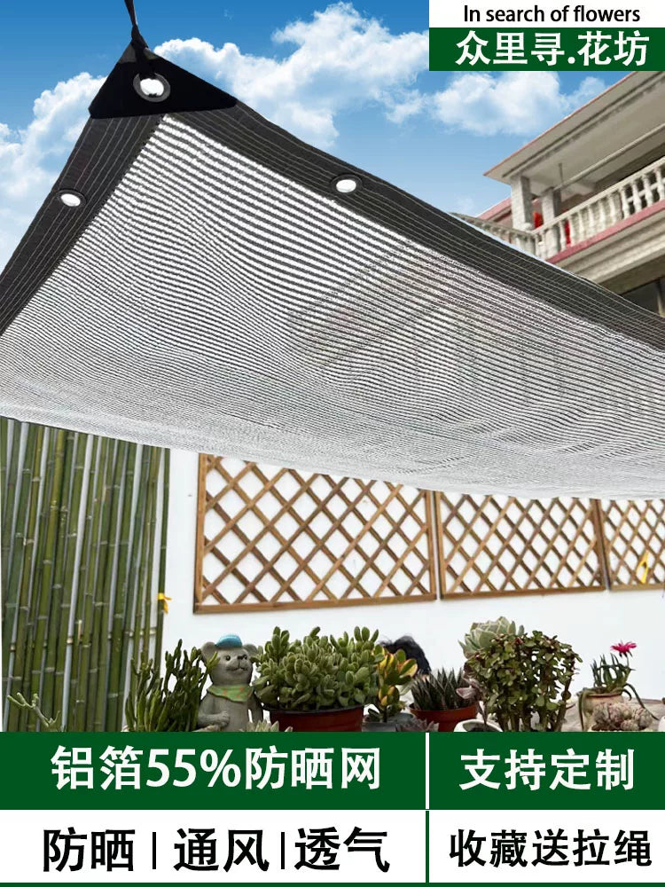 55% Aluminum Foil Sunshade Net for Succulents and Plants, Balcony Garden Shade Cloth, Heat Insulation