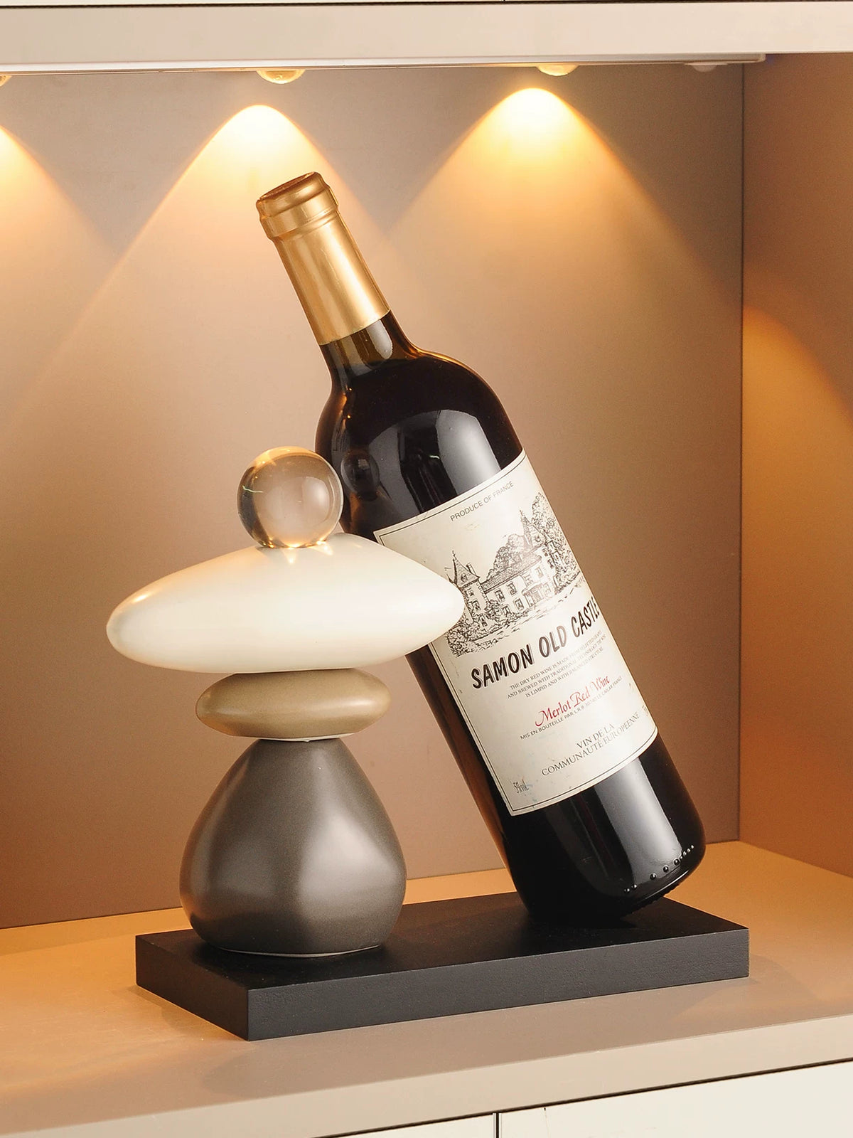 Luxury Rotating Stone Wine Rack Ornament for Wine Cabinet TV Cabinet Sideboard Home Decor