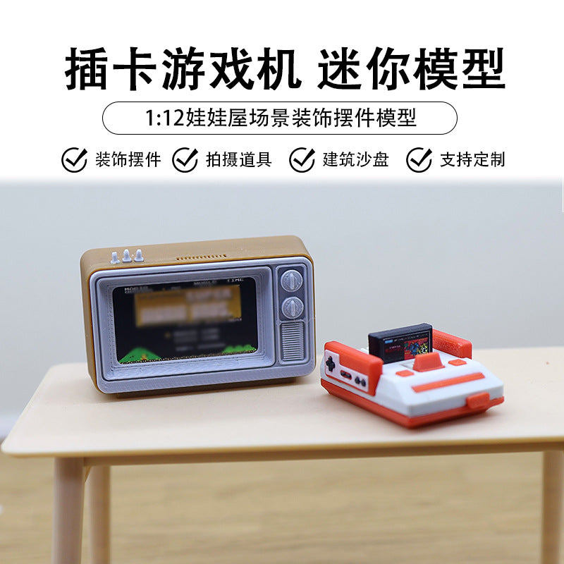 Dollhouse Miniature Retro TV & Game Console Set, 1:12 Scale Living Room Accessories