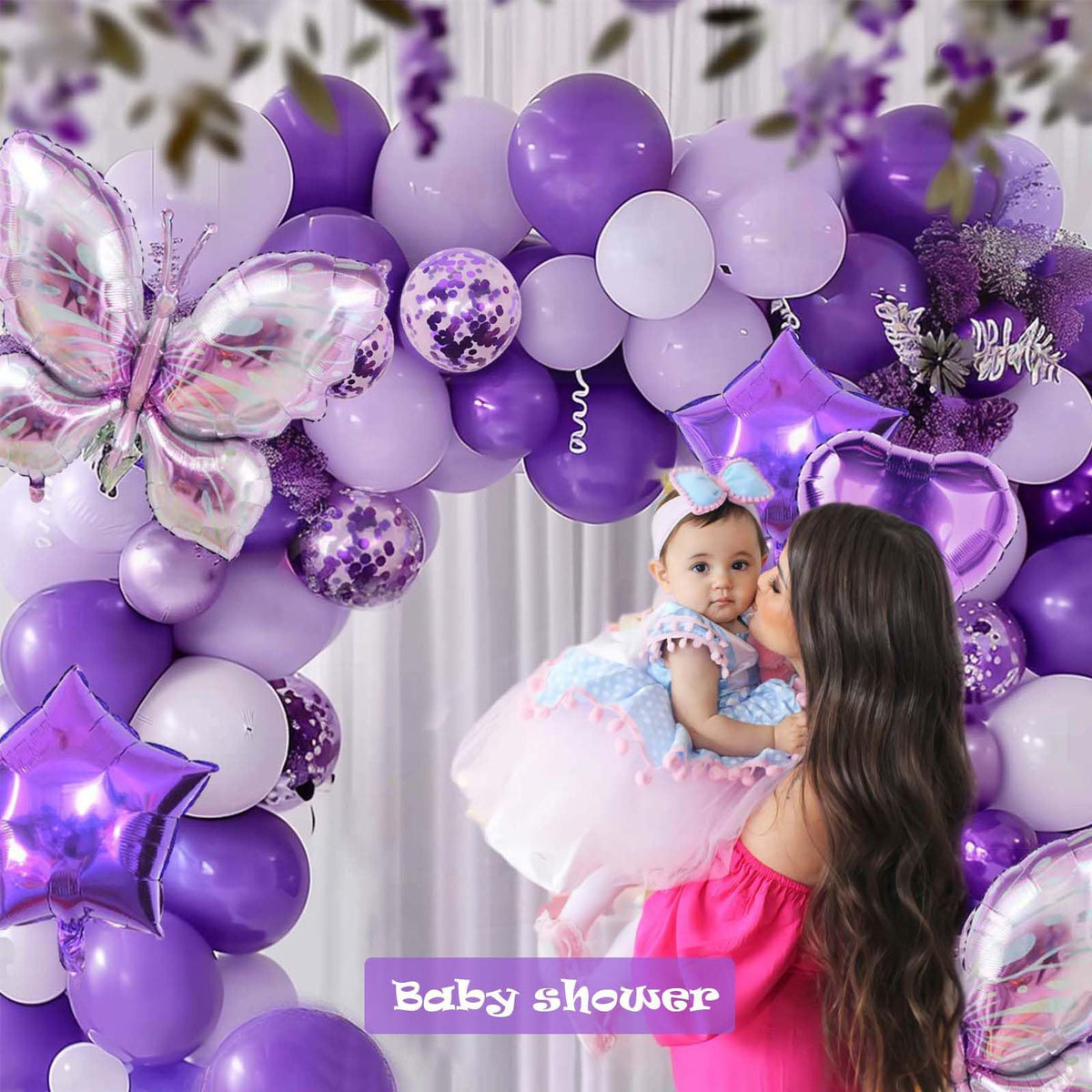 Purple Butterfly Balloon Arch Kit for Kids' Birthday Parties, Weddings, and Anniversaries