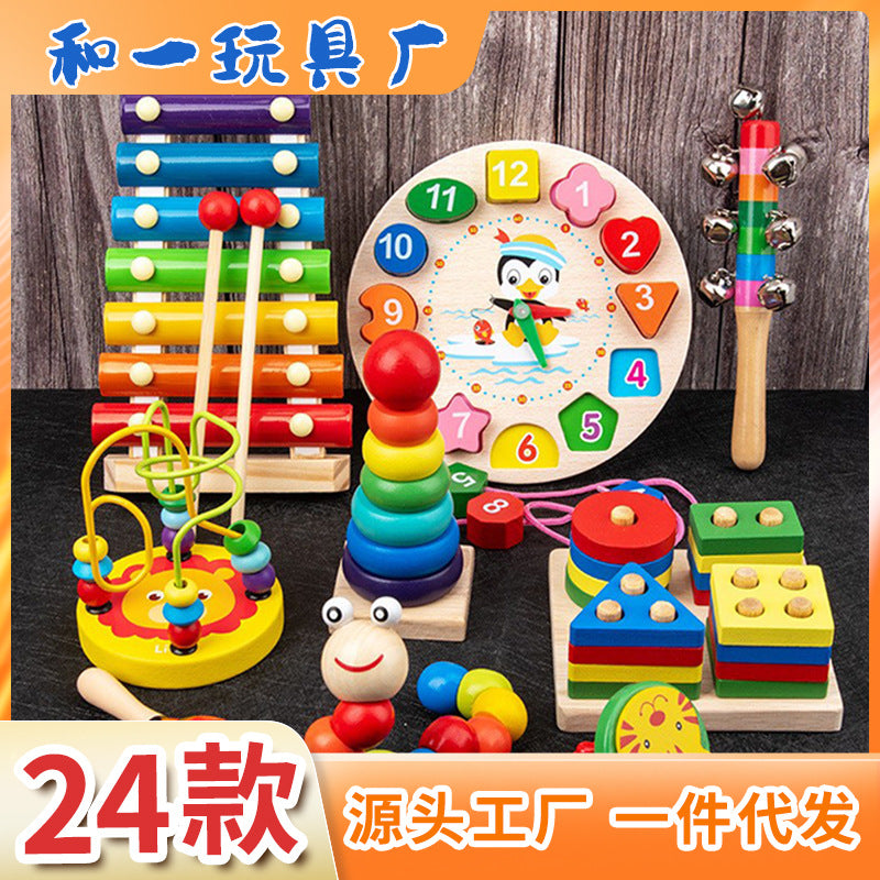 Wooden Orff Percussion Instrument Set for Toddlers, Musical Enlightenment Toy for 1-3 Year Olds