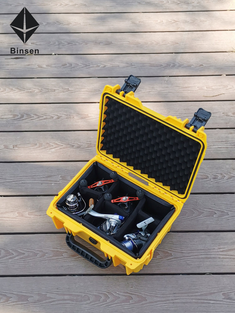 Hard Shell Fishing Reel Storage Case for Spinning and Baitcasting Reels, Waterproof Tackle Box