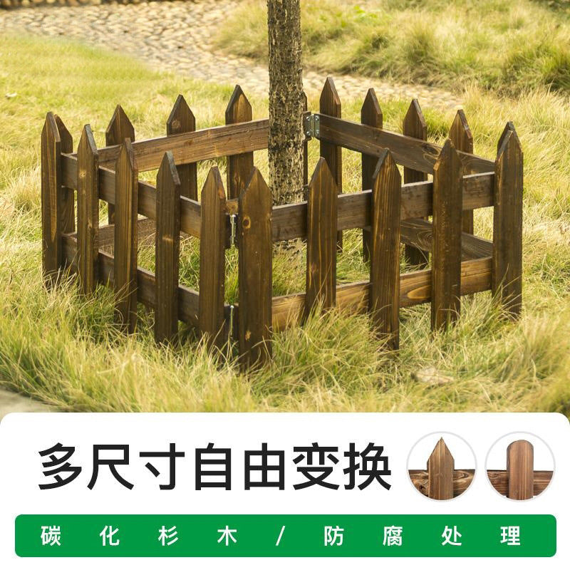 Outdoor Garden Wood Fence Panel for Yard and Vegetable Patch, Ground-Insert Decorative Border