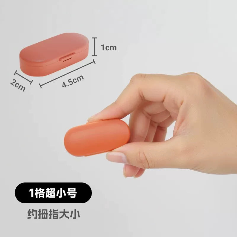 Portable Mini Pill Organizer for Travel, Opaque Medicine Storage Box