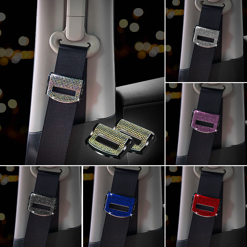 Rhinestone Car Seat Belt Adjuster Clip Anti-Slip Safety Belt Stopper