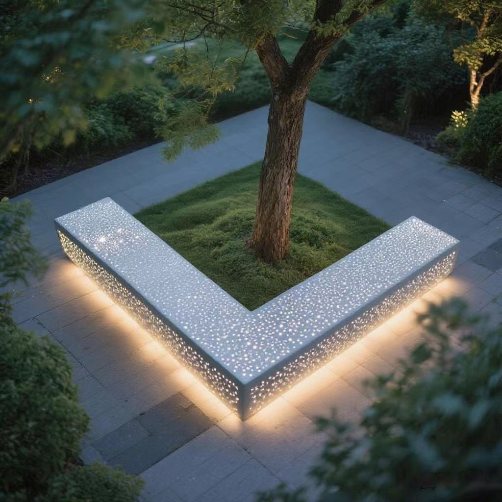 UHPC Concrete Garden Bench Planter Seat